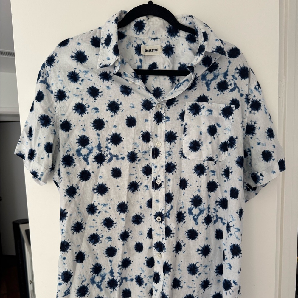 Taylor Stitch Navy and White Floral Button-Down Shirt
